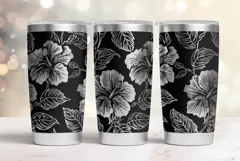 20oz Tumbler laser svg Hibiscus wrap| Tropic Flowers pattern Product Image 1