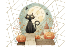 Pastel Halloween Town PNG Clipart, Spooky Shops &amp; Homes Png Product Image 5