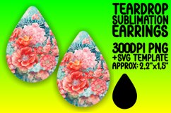 Floral Teardrop Earring Design - Colorful PNG Product Image 1