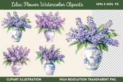Lilac Flower Watercolor Cliparts PNG Product Image 1