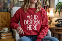 Red Gildan 18000 Mockup, Gildan Sweatshirt Mockup Product Image 1