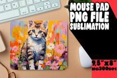 Sweet Kitty with Flowers Mouse Pad Design PNG Product Image 1