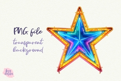 Retro Neon Star Clipart Groovy Disco Christmas PNG Product Image 5