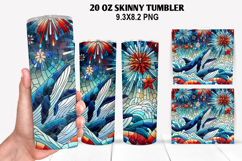 Dolphins Skinny Tumbler 20oz Wrap Design,4th of july Tumbler Product Image 1
