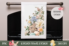 Cute Easter Bunny Towel, Floral Easter Towel Print Product Image 1