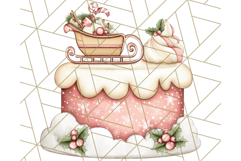 Christmas Cake Clipart PNG, Cottagecore Holiday Desserts Product Image 2