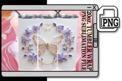 Spring Blooms Tumbler Wrap - 20oz 3D Butterfly Garden Product Image 1