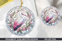 Cute Stork Stained Glass Ornament PNG, Digital Download File Product Image 1