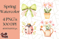 Pastel Watercolor Spring Clipart, Cheerful Floral Png Design Product Image 1
