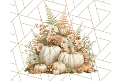 Pumpkin Clipart with Fall Flowers PNG Autumn Illustration Product Image 2