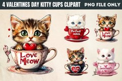 Valentines Day Kitty Cups Clipart PNG Product Image 1