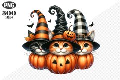 Halloween Cat And Pumpkin Sublimation - Clipart PNG Design Product Image 1