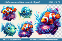 Bioluminescent Sea Animal Clipart PNG Product Image 1