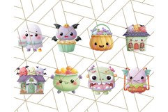 Kawaii Halloween Clipart Cute Kids and Candy Elements Png Product Image 6