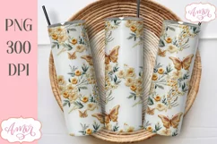 Embroidery butterflies tumbler wrap PNG for sublimation Product Image 1