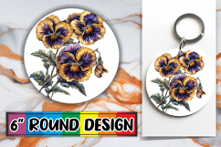 Chic Keychain Circle PNG Sublimation , Beauty Flower Product Image 1