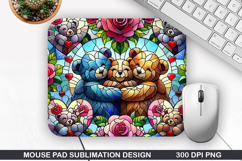Bear Mouse Pad Sublimation, Valentine Mouse Pad PNG Product Image 1