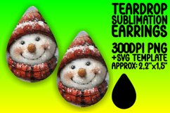 Sleek Teardrop Earrings Design Template , Snowman Product Image 1