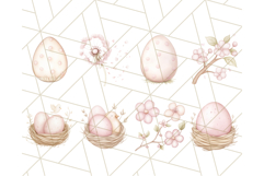 Pastel Pink Easter Flowers and Eggs PNG Cottagecore Clipart Product Image 7