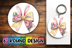 Joyful Round Coaster Sublimation, Easter Bow Product Image 1