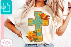 Fall Christian cross shirt PNG for sublimation Product Image 1