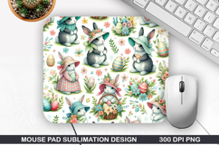 Bunny Mouse Pad Sublimation, Easter Bunny Mouse Pad PNG Product Image 1