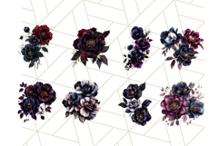Dark Gothic Flowers PNG with Gold Trim, Vintage Floral Product Image 7