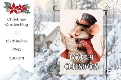 Merry Christmas Garden Flag Design, Cute Christmas Mouse PNG Product Image 1