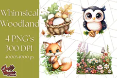 Whimsical Woodland Animals and Nature PNG, Forest Animals Product Image 1