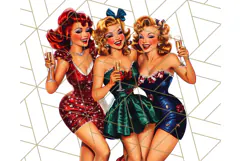 Vintage Glamorous Christmas Party Clipart PNG, Holiday Png Product Image 2