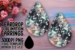 Stylish Teardrop Earrings Sublimation PNG , Abstract Pattern Product Image 1