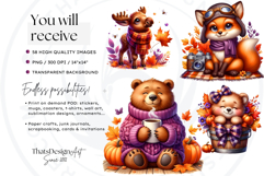 Autumn Cute animals PNG clipart Pumpkin thanksgiving Product Image 2