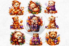 Autumn Cute animals PNG clipart Pumpkin thanksgiving Product Image 3