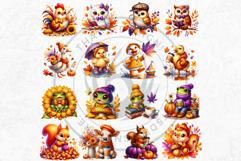 Autumn Cute animals PNG clipart Pumpkin thanksgiving Product Image 4