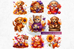 Autumn Cute animals PNG clipart Pumpkin thanksgiving Product Image 7