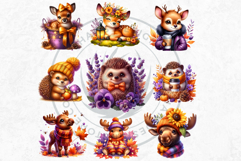 Autumn Cute animals PNG clipart Pumpkin thanksgiving Product Image 8