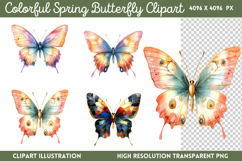 Butterfly Flowers Clipart PNG Product Image 1