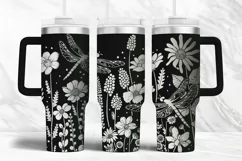 40oz Tumbler laser svg Wildflowers and Dragonflies wrap Product Image 1