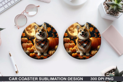Halloween Dog Car Coaster Sublimation| Halloween Coaster PNG Product Image 1