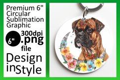 Chic Round Dog Sublimation Keychain Product Image 1