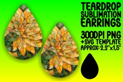 Glittery Flower Pattern Teardrop Earring Sublimation Product Image 1