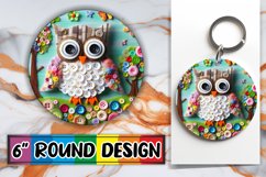 Radiant Owl 3D Sublimation Design: Dynamic Art Round Product Image 1