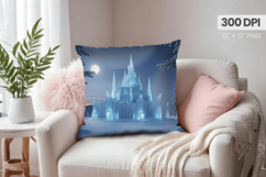 Winter Christmas Wonderland PNG Pillow, Winter Pillow Design Product Image 1