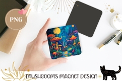 Neon Mushrooms Magnet, Colorful Forest Magnet Template Product Image 1