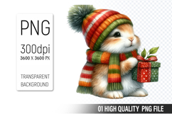 Watercolor Christmas Animals Clipart PNG Bundle, 37Designs Product Image 6