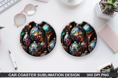 Christmas Car Coaster Sublimation| Christmas Coaster PNG Product Image 1