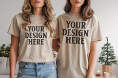 Bella Canvas 3001 Athletic Heather Christmas Shirt Mockup, T Product Image 1