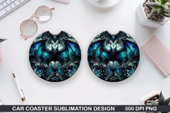 Haunted Bats Car Coaster Sublimation| Halloween Coaster PNG Product Image 1