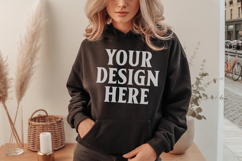 Black Gildan 18500 Hoodie Sweatshirt Mockup, 185 mock up Product Image 1