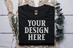 Black Gildan 5000 Flat Lay Tshirt Mockup, G5000 mockup Product Image 1